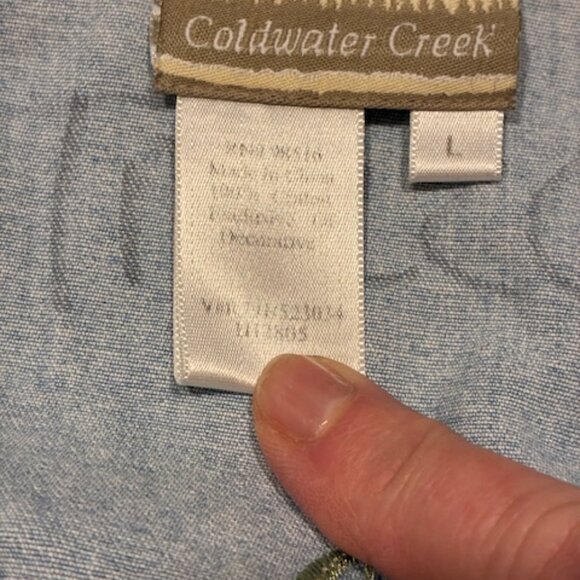 Coldwater Creek Lightweight Light Wash Embroidered Denim Shirt Jacket Size L - Picture 10 of 12